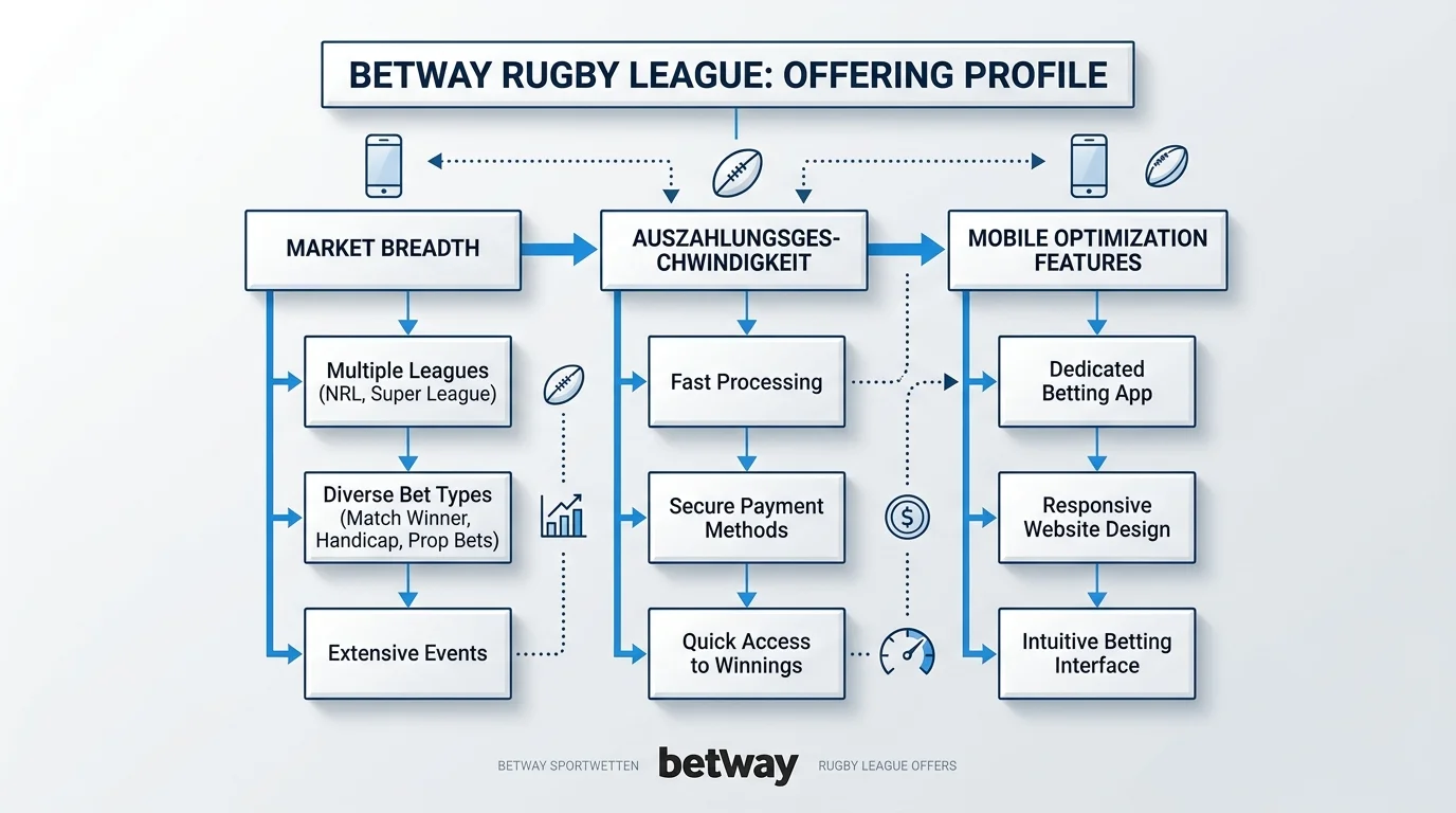 Betway Angebotsprofil für Rugby League Wetten mit Marktübersicht für deutsche Spieler