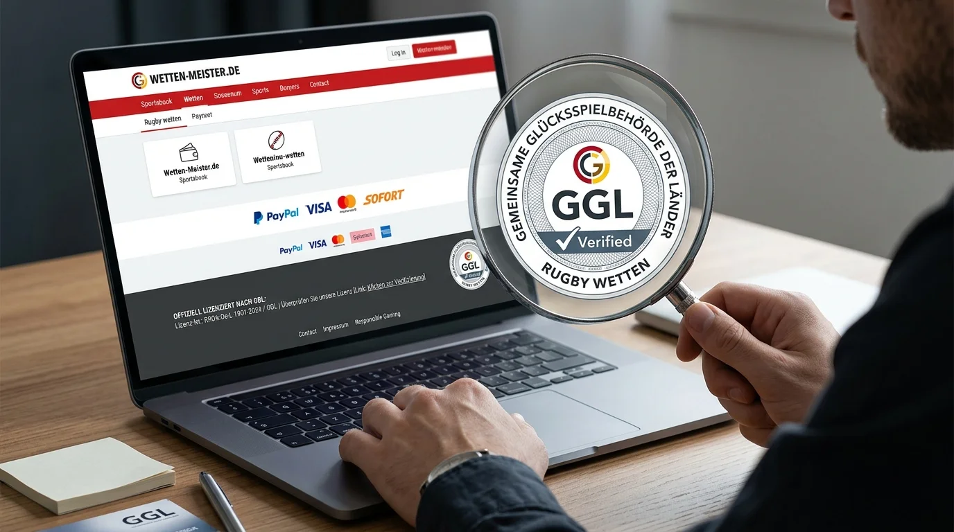 GGL-Erlaubnissiegel auf einer Rugby-Wettseite erkennen und auf Authentizität prüfen