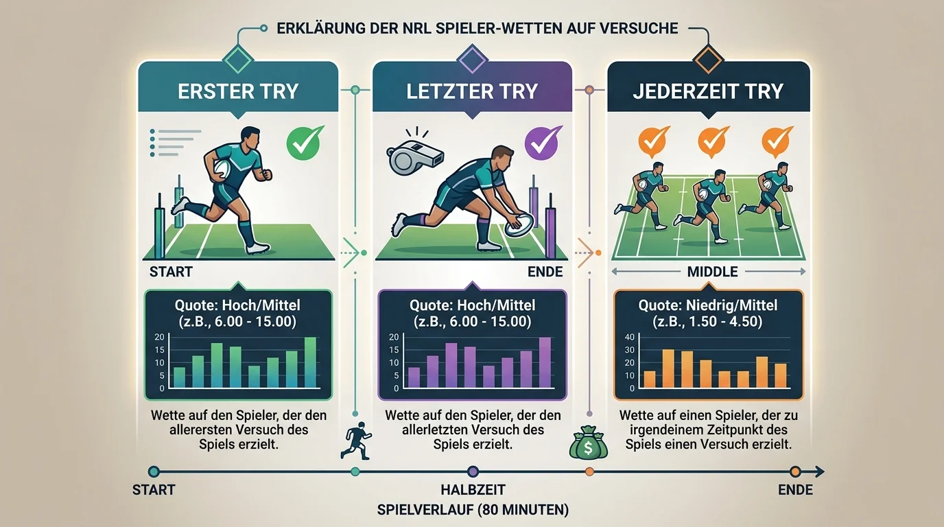 NRL Try-Scorer Props Erster Letzter Jederzeit Marktstruktur und Quotenvergleich