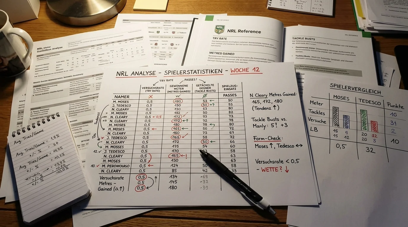 NRL Spielerwetten Statistiken Analyse für Props mit Try-Rate und Metres-Gained Kennzahlen