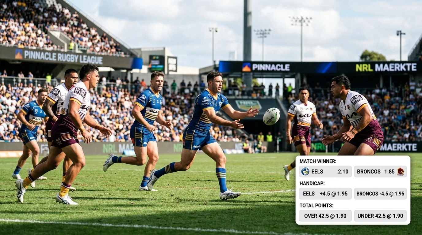 Pinnacle NRL-Wettmärkte Übersicht mit Siegwette Handicap und Über-Unter für Rugby League