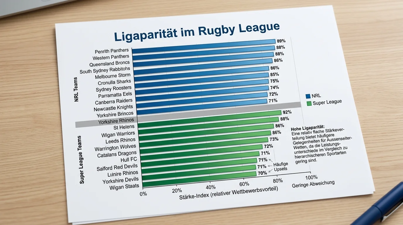 Ligaparität im Rugby League: NRL und Super League Wettbewerbsstärke im Vergleich für Außenseiter-Wetten