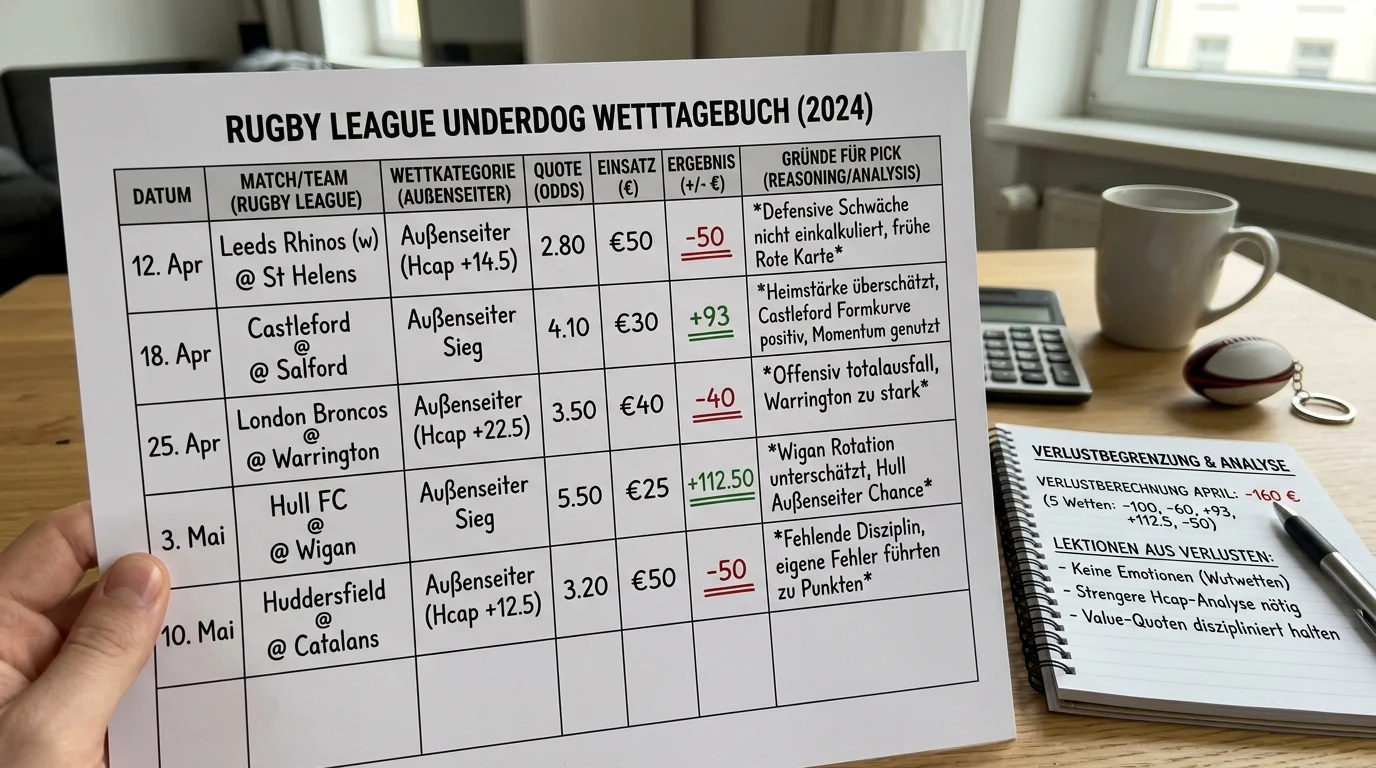 Verlustbegrenzung und Bankroll-Disziplin bei Rugby League Außenseiter-Wetten für erfahrene Wetter