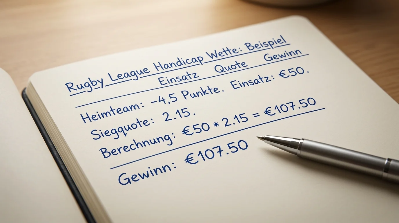 Gewinnberechnung Rugby League Handicap-Wette: Schritt-für-Schritt-Beispiel mit Quote und Einsatz