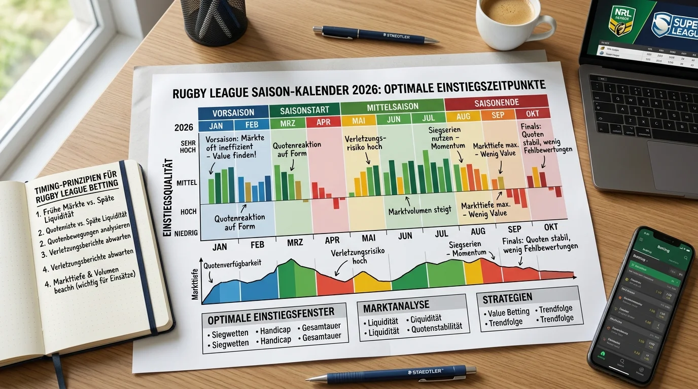 Einstiegszeitpunkte für Rugby-League-Wetten im Saisonverlauf 2026 nach Wetttyp und Markttiefe