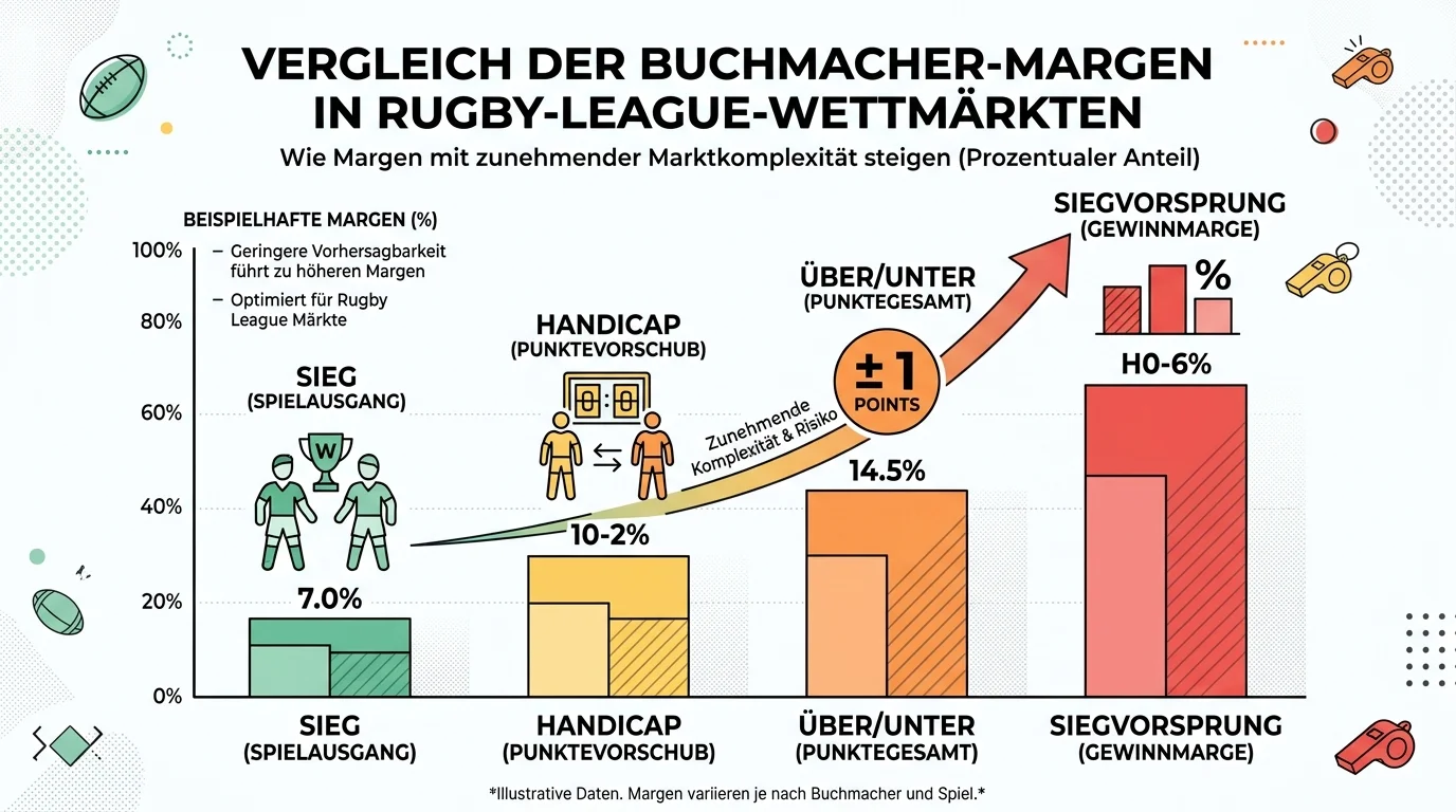 Buchmacher-Margin bei Rugby League Winning Margin Wetten im Vergleich zu Standardmärkten