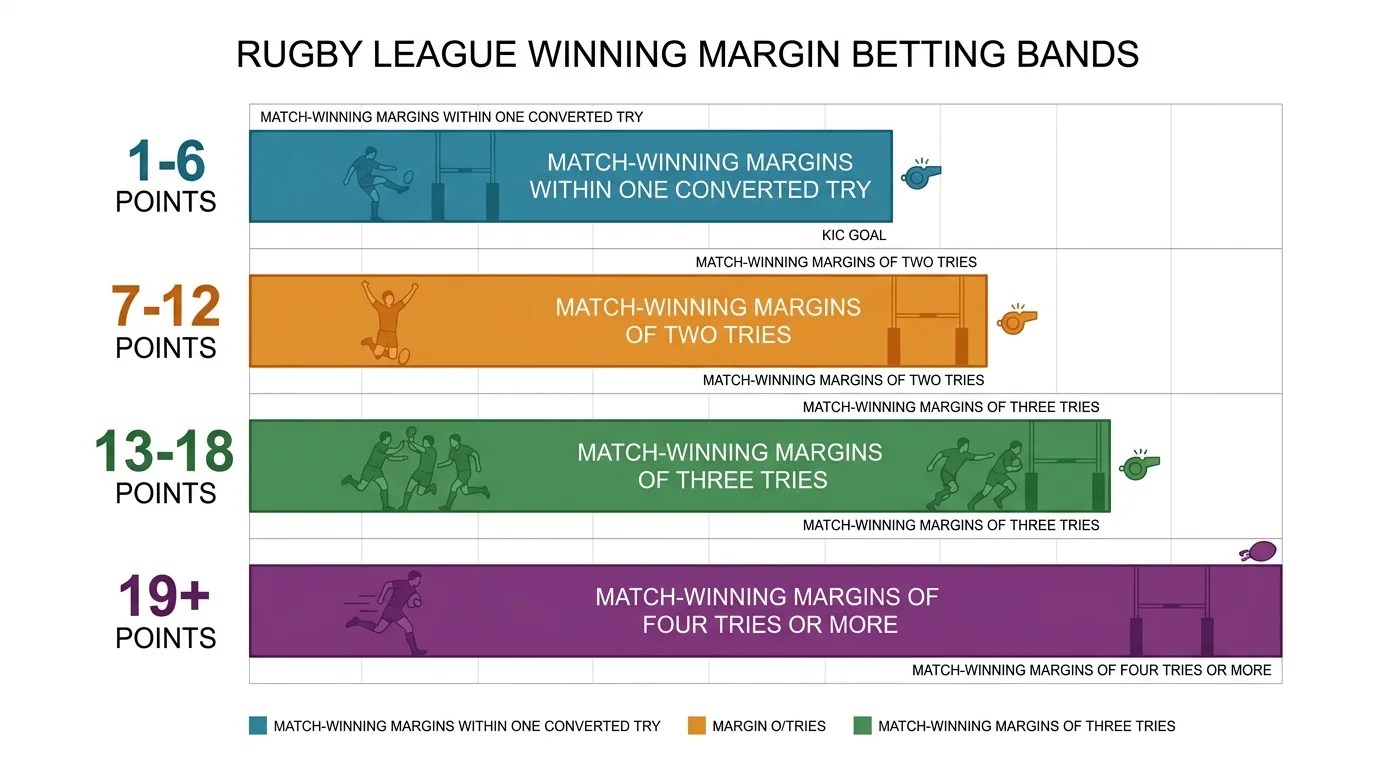Rugby League Winning Margin Punkteabstand-Bänder Struktur mit typischen Markt-Intervallen
