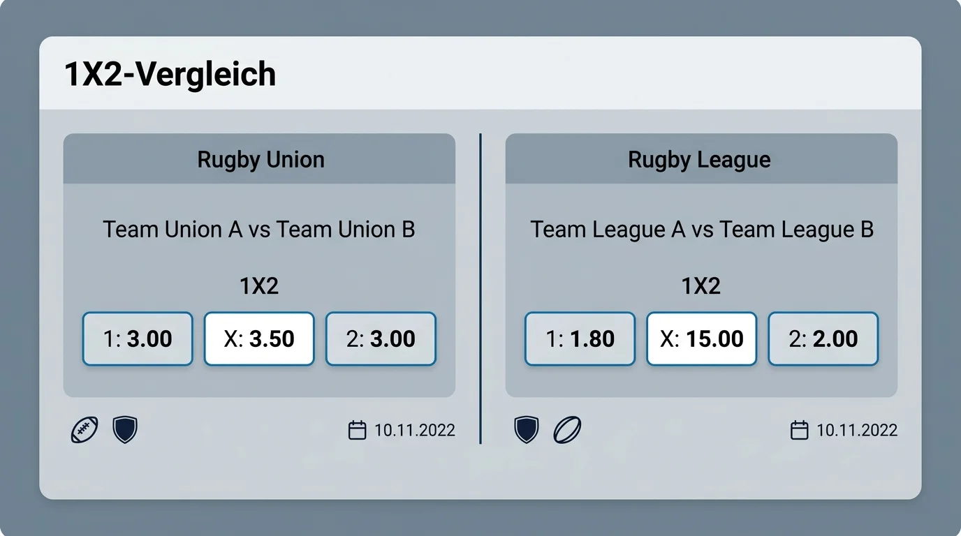 1X2-Wettmarkt im Rugby League Unentschieden-Quote und Zwei-Ausgang-Logik