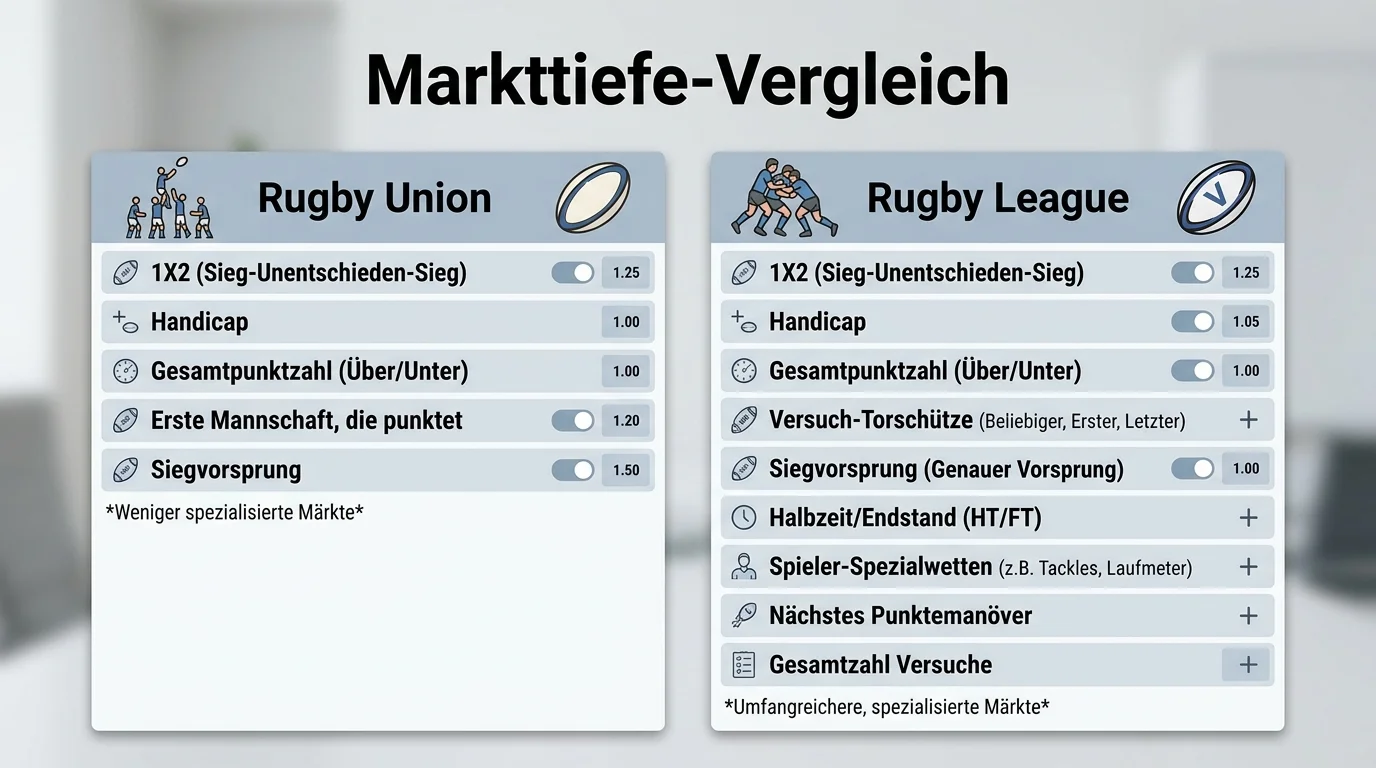 Markttiefe Rugby League vs Rugby Union bei deutschen Buchmachern im Vergleich