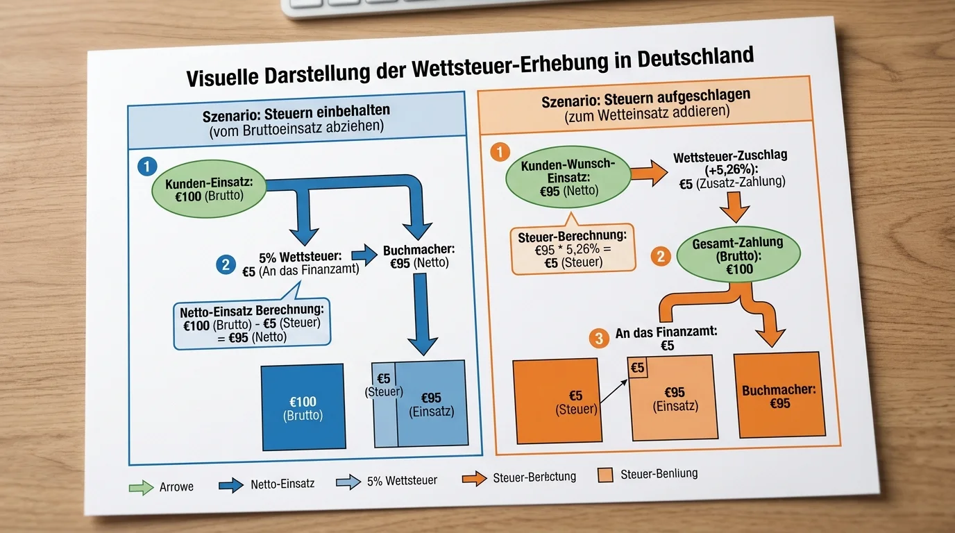 Sportwettensteuer Erhebungsmechanismus bei deutschen Rugby-Wettanbietern mit Buchmachers Steuerverrechnung