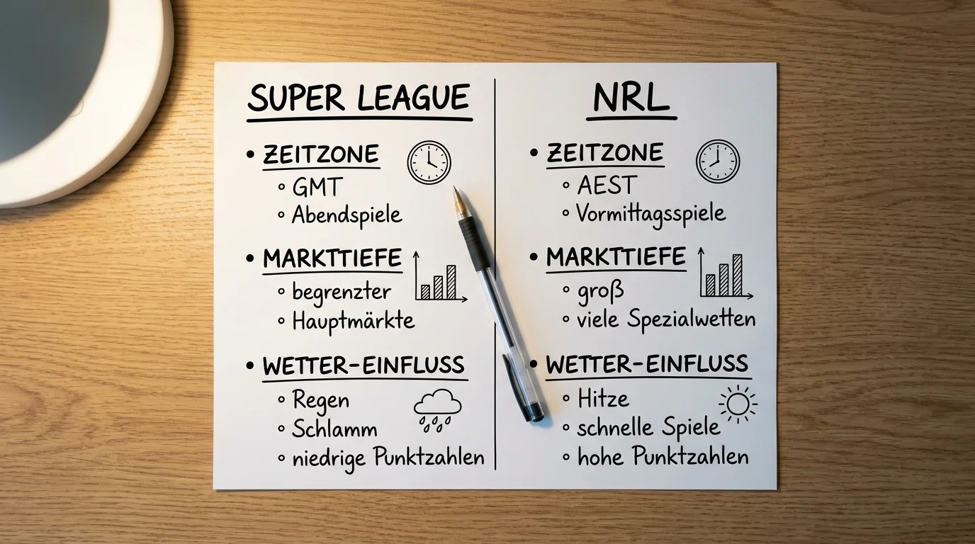 Super League vs NRL Wetten Vergleich: Markttiefe, Informationsverfügbarkeit und Unterschiede für deutsche Wetter
