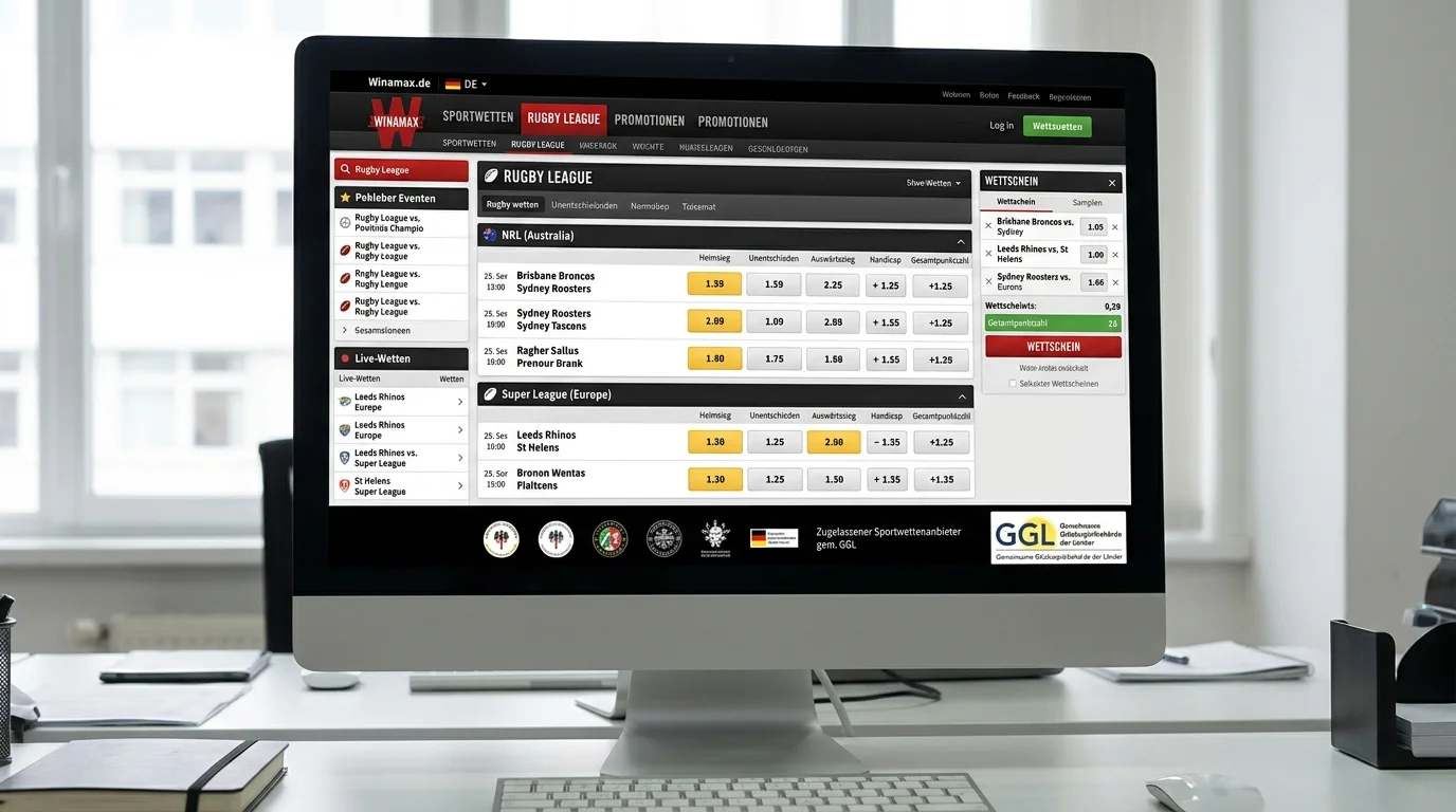 Winamax Rugby League Wetten mit GGL-Lizenz in Deutschland für NRL und Super League
