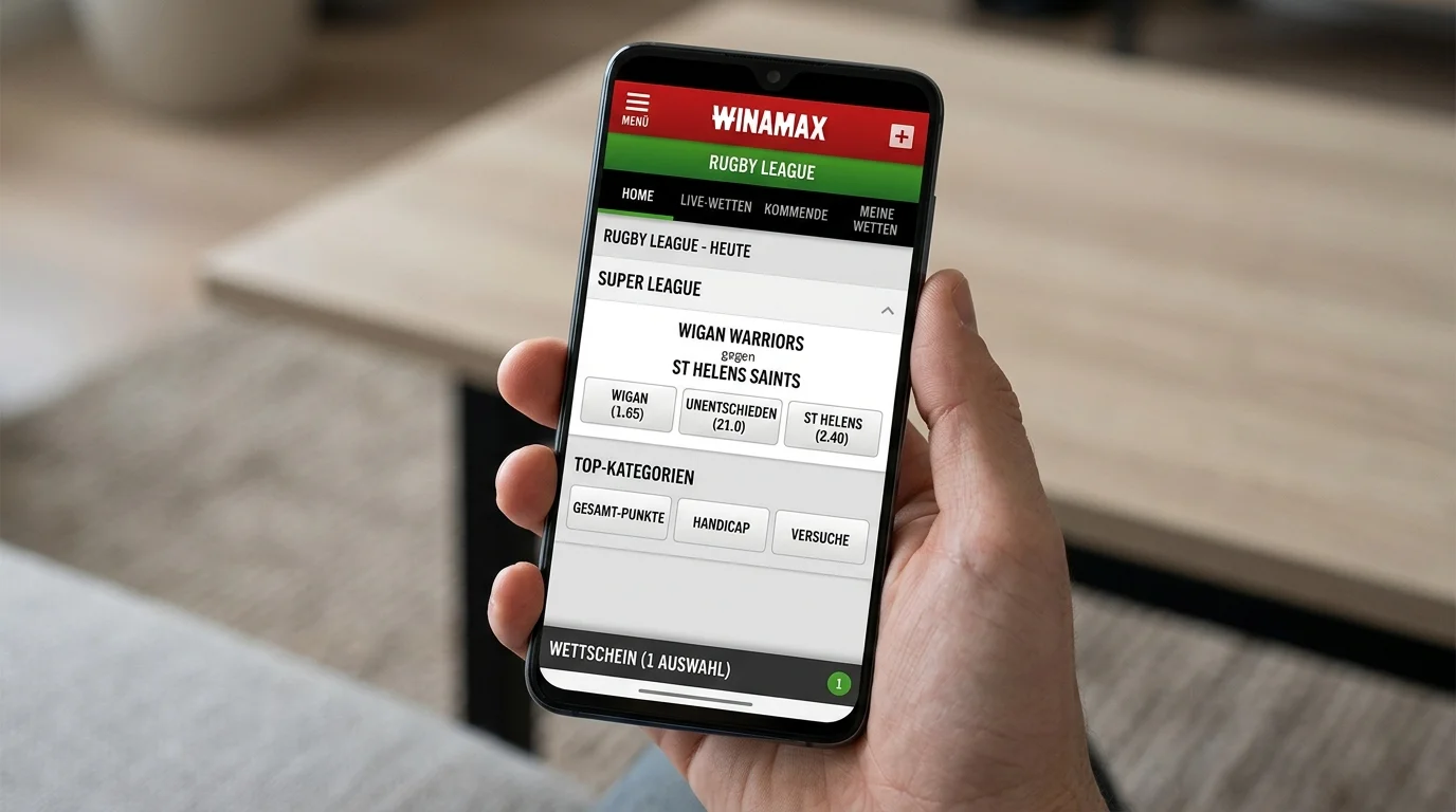 Winamax Plattform und Wettoberfläche für Rugby League Wetten auf mobilen Geräten